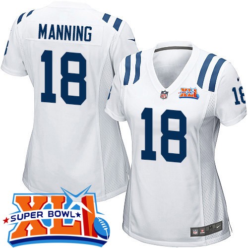 Women's Game Peyton Manning Super Bowl XLI Nike Jersey White Road - #18 NFL Indianapolis Colts